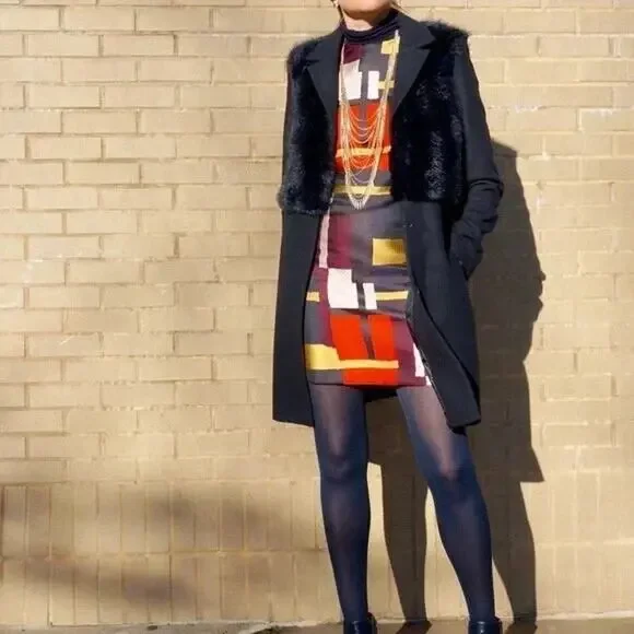 ALICE + OLIVIA Clyde Print Sleeveless A-Line Shift Dress Geometric Womens Size 8 - Picture 4 of 16